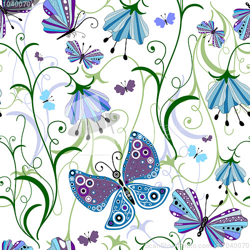 Image of White seamless floral pattern 