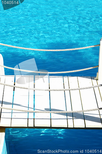 Image of Detail of a bridge on swimming pool