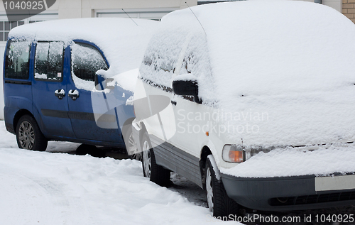 Image of Snow covered cars