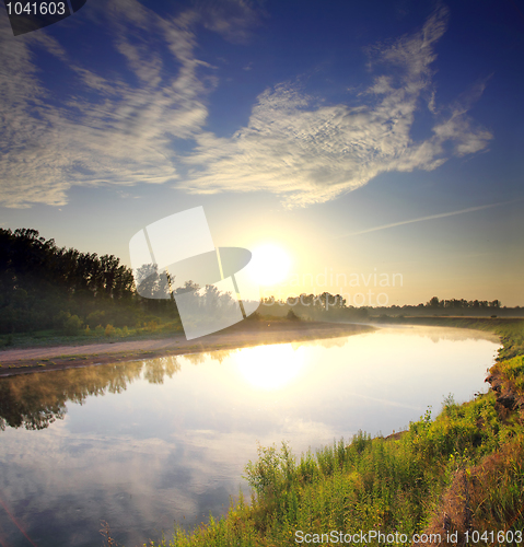Image of river landscape with sunrise