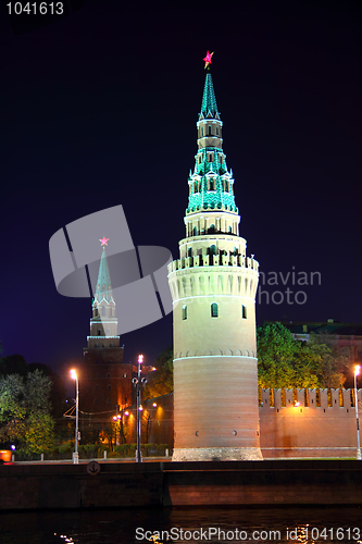 Image of kremlin tower at night in Moscow