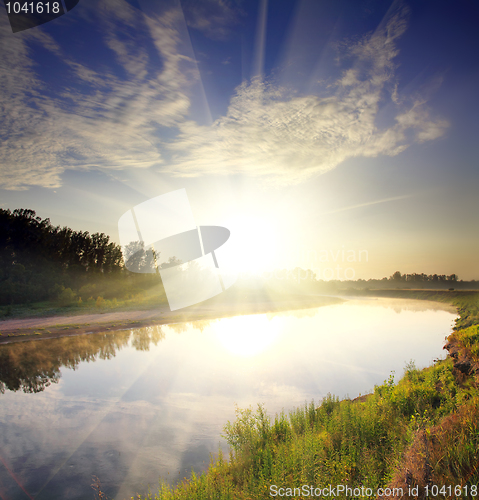 Image of river landscape with sunrise