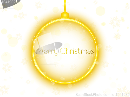 Image of Golden Neon Christmas Ball on White Background