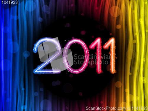 Image of 2011 Abstract Colorful Waves on Black Background