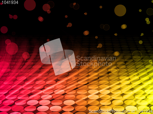 Image of Disco Abstract Colorful Waves on Black Background