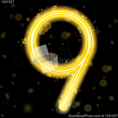 Image of Number Golden Lights with Glitter and Sparkles