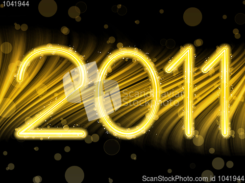 Image of 2011 Abstract Golden Waves on Black Background