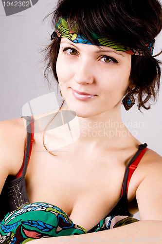 Image of beautiful young hippie woman