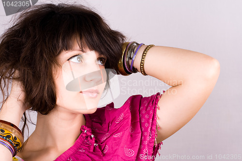 Image of beautiful young hippie woman