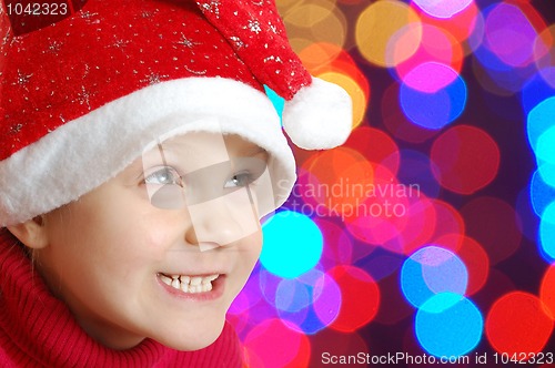 Image of cute little smiling Christmas hat child