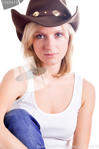 Image of pretty western woman in hat 