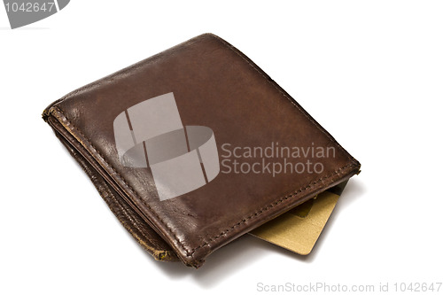 Image of Brown wallet with credit card 