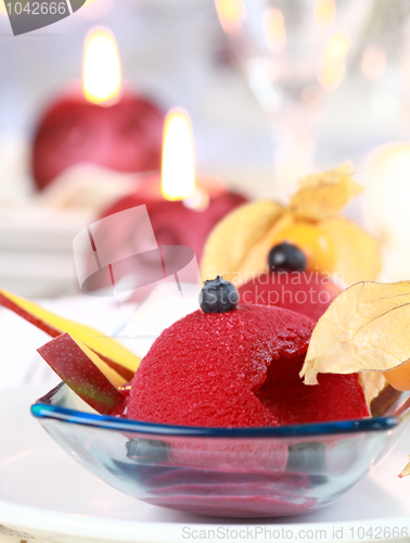 Image of Red currant sorbet for Christmas