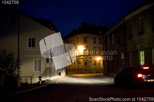 Image of Vilnius street at night