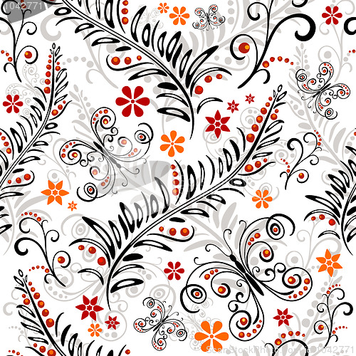 Image of White seamless floral pattern