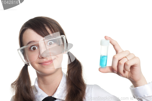 Image of Clever student with test tube