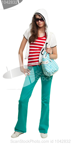 Image of Stylish teenage girl with purse