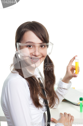 Image of Happy teenager study chemistry