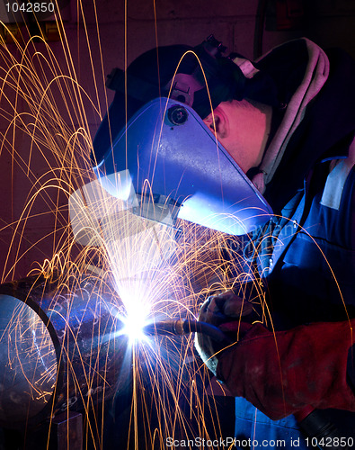 Image of MIG welding on steel tube