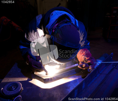 Image of Dramatic TIG welding close up