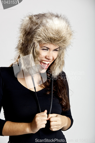 Image of Girl with a fur hat