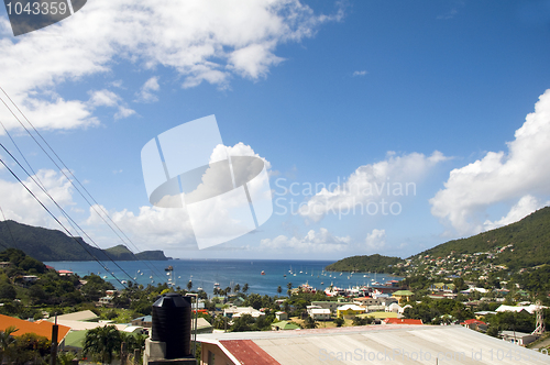 Image of panoramic view Port Elizabeth harbor Bequia St. Vincent and the 