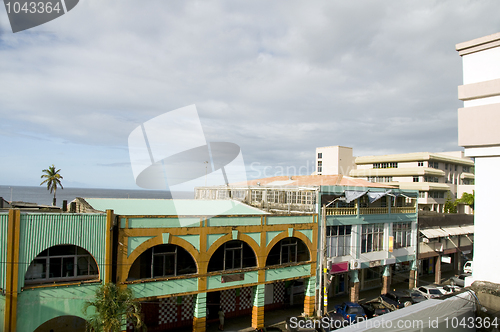 Image of Kingstown St. Vincent roof top view of harbor Caribbean sea