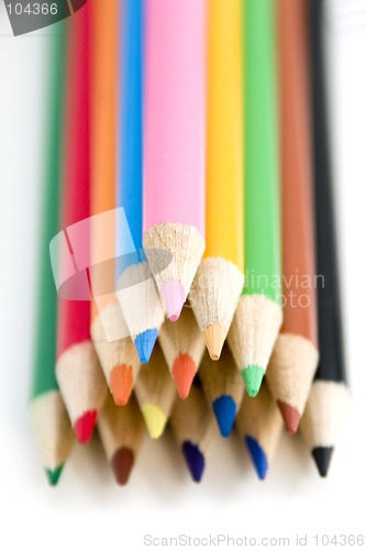 Image of Coloring Pencils Piled up in Pyramid - Shallow DOF