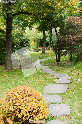 Image of Path from stone in autumn park