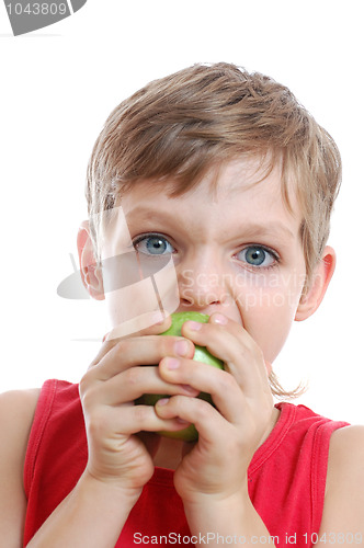 Image of boy biting an apple