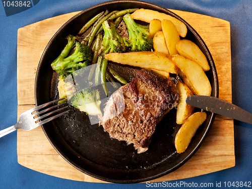 Image of Fried meat and potatoes