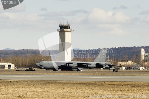 Image of B52 bomber and control tower
