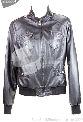 Image of Black leather jacket