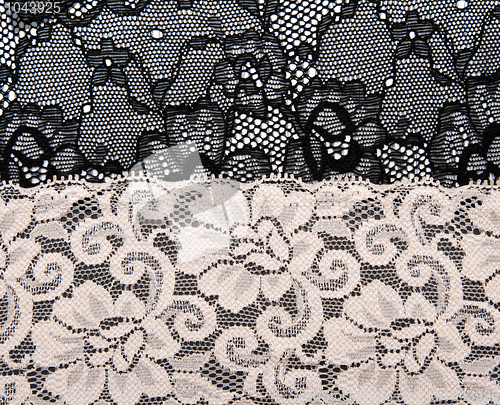 Image of Black and beige lace with pattern flower
