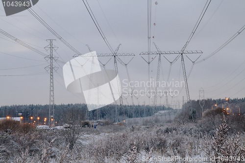 Image of Electrocolumns and an electricity cable