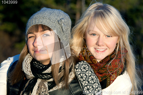 Image of Portrait two young beautiful girls