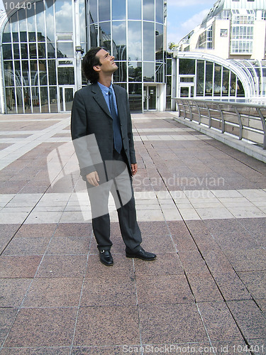 Image of Businessman looking up