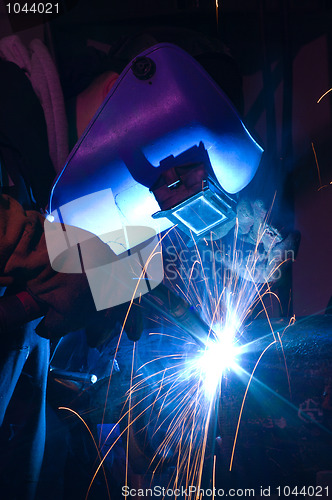 Image of MIG welding of metal cylinder