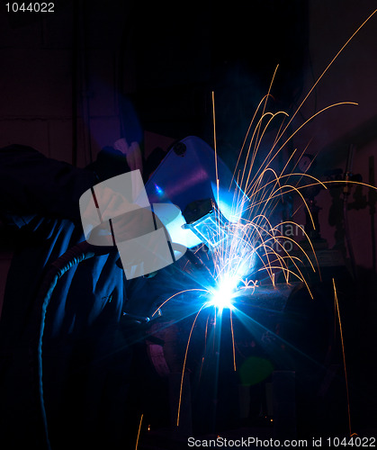 Image of MIG welder with bright light