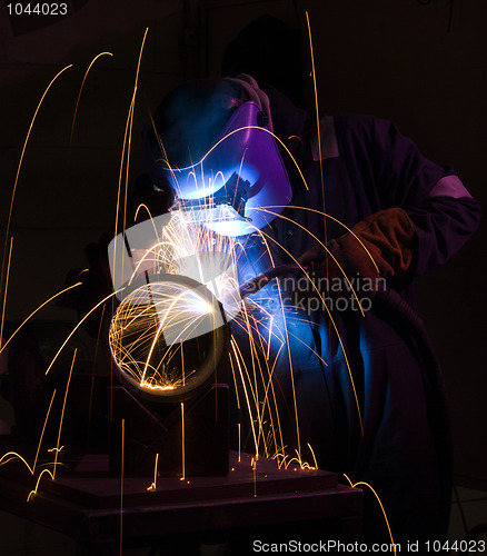 Image of MIG welding steel pipe