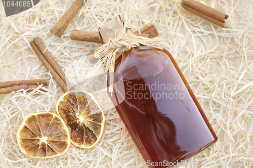 Image of Homemade liqueur with spices – still life