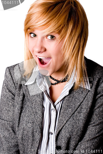Image of happy young businesswoman