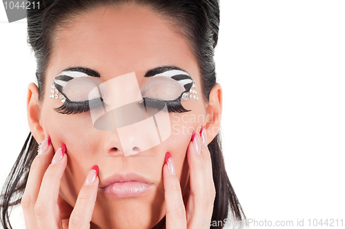 Image of Woman with color face art