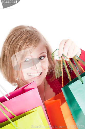 Image of Beautiful woman with shopping bags