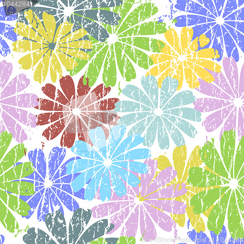 Image of White seamless grunge floral pattern
