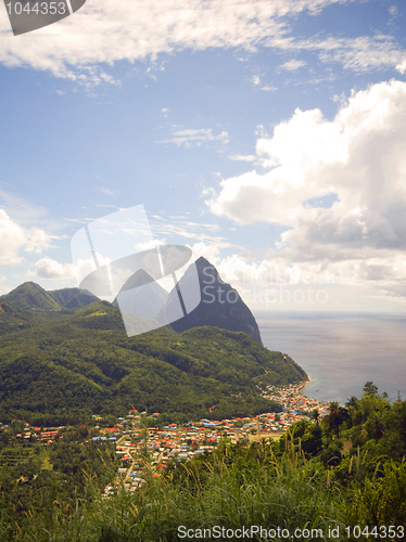 Image of panorama twin Pitons Soufriere St. Lucia