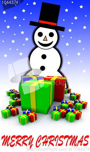 Image of Snowman And Gift Wrapped Presents