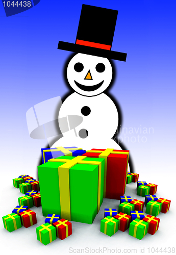 Image of Snowman And Gift Wrapped Presents