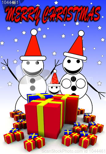 Image of Snowman Family And Presents 