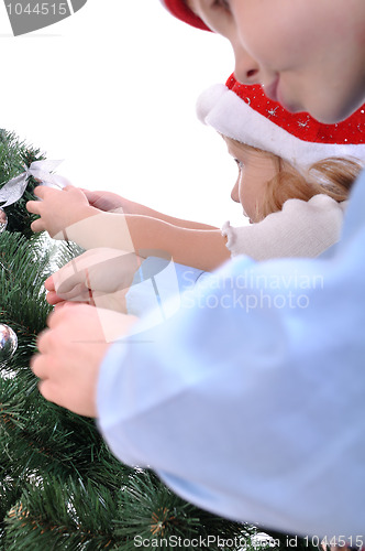 Image of preparing the Christmas tree children